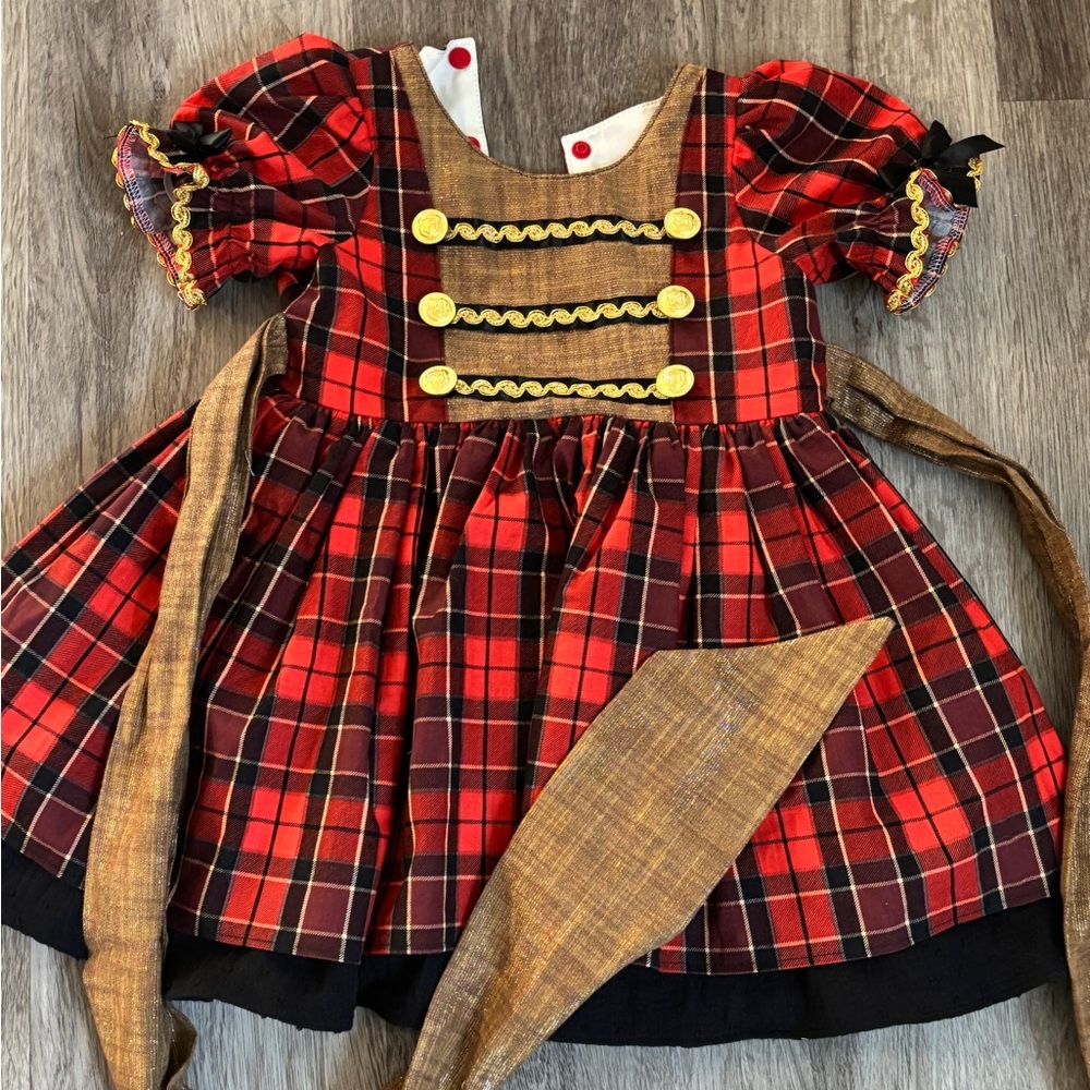 Red and Gold Theater Costume with Dramatic Flair